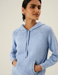 Budget ๐ M&S Collection Jumpers Cotton Rich Textured Relaxed Hoodie ๐