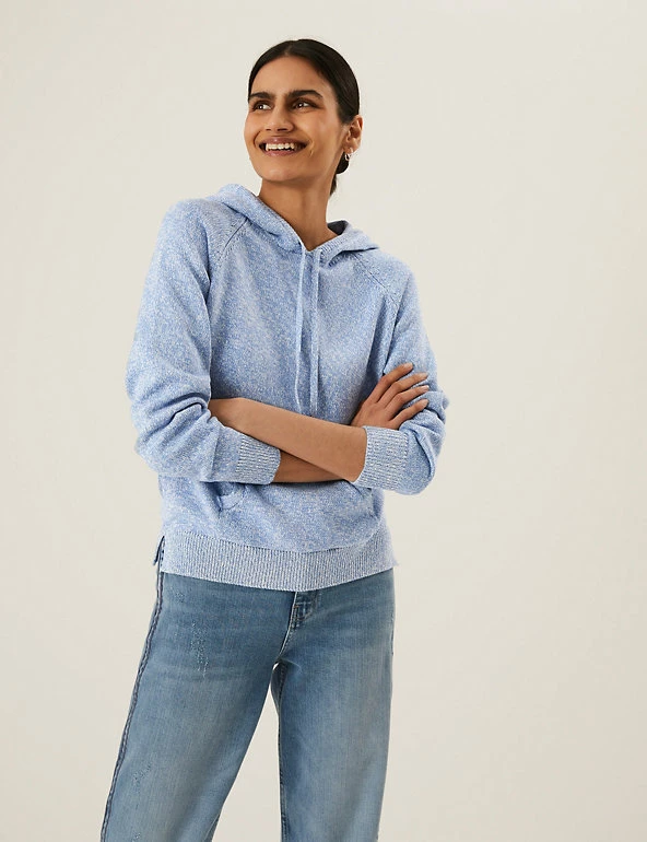 Budget 🌟 M&S Collection Jumpers Cotton Rich Textured Relaxed Hoodie 🎁 3 Budget 🌟 M&S Collection Jumpers Cotton Rich Textured Relaxed Hoodie 🎁 - Image 3