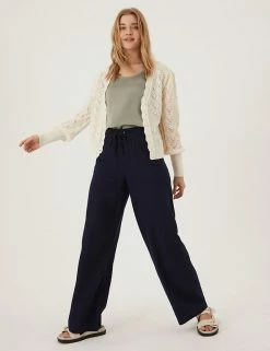 Budget 🔥 M&S Collection Cardigans Cotton Rich Pointelle V-Neck Cardigan 💯 -New In Womens Sales 2022 SD 01 T38 0621 K1 X EC 1