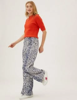 Budget 🎉 M&S Collection Tops Cotton Rich Puff Sleeve Knitted Top 🤩 -New In Womens Sales 2022 SD 01 T38 0654 P0 X EC 2