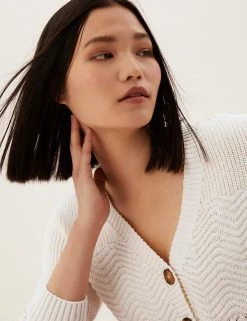 Top 10 👏 M&S Collection Cardigans Cotton Rich Pointelle V-Neck Cardigan 🎉 -New In Womens Sales 2022 SD 01 T38 0765 EK X EC 2