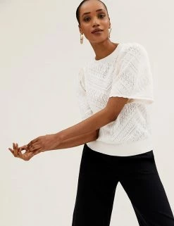 New ๐ M&S Collection Tops Pure Cotton Pointelle Crew Neck Knitted Top ๐ 13 New ๐ M&S Collection Tops Pure Cotton Pointelle Crew Neck Knitted Top ๐ -New In Womens Sales 2022 SD 01 T38 0835 K0 X EC 2