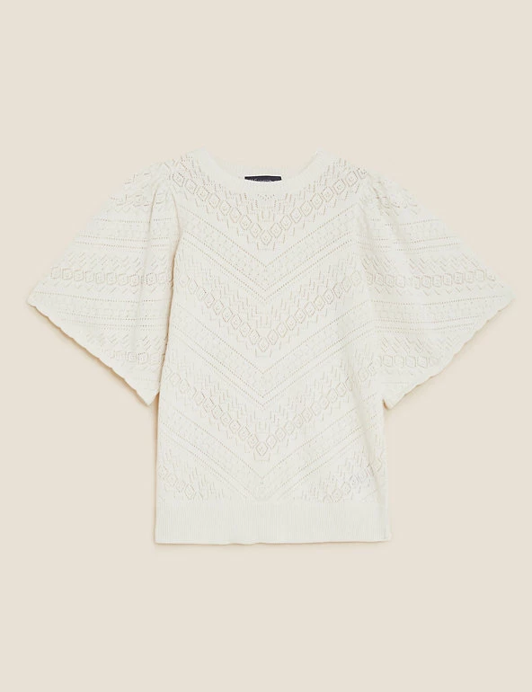 New ๐ M&S Collection Tops Pure Cotton Pointelle Crew Neck Knitted Top ๐ 2 New ๐ M&S Collection Tops Pure Cotton Pointelle Crew Neck Knitted Top ๐ - Image 2