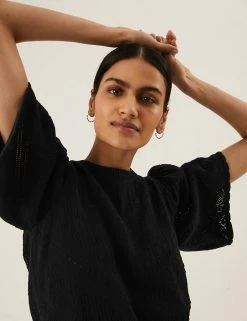 New ๐ M&S Collection Tops Pure Cotton Pointelle Crew Neck Knitted Top ๐ 15 New ๐ M&S Collection Tops Pure Cotton Pointelle Crew Neck Knitted Top ๐ -New In Womens Sales 2022 SD 01 T38 0835 Y0 X EC 0