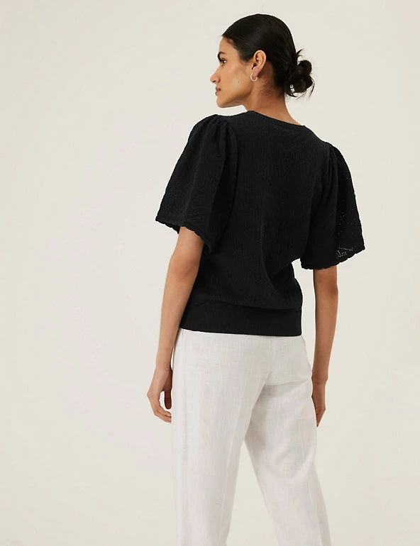 New ๐ M&S Collection Tops Pure Cotton Pointelle Crew Neck Knitted Top ๐ 10 New ๐ M&S Collection Tops Pure Cotton Pointelle Crew Neck Knitted Top ๐ - Image 10