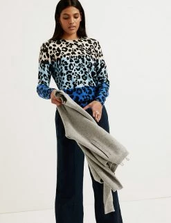 Budget ✨ Autograph Knitwear Pure Cashmere Animal Crew Neck Jumper ✔️ -New In Womens Sales 2022 SD 01 T38 3380G E4 X EC 3