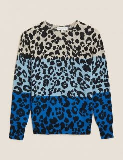 Budget ✨ Autograph Knitwear Pure Cashmere Animal Crew Neck Jumper ✔️ -New In Womens Sales 2022 SD 01 T38 3380G E4 X EC 90