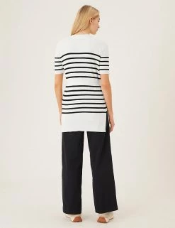 Discount 🎁 M&S Collection Cardigans Striped Edge To Edge Relaxed Cardigan 🎁 -New In Womens Sales 2022 SD 01 T38 5477S K4 X EC 3