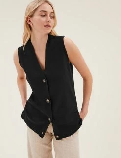 Best Sale 👍 M&S Collection Cardigans Cotton Rich V-Neck Sleeveless Cardigan 🔔
