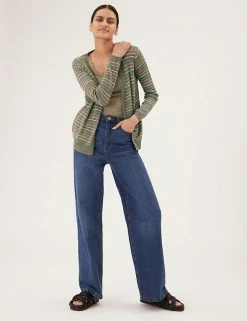 Hot Sale ⌛ M&S Collection Cardigans Striped Relaxed Cardigan With Linen ✔️ -New In Womens Sales 2022 SD 01 T38 8557A DW X EC 1