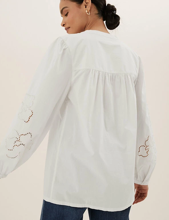 Outlet ๐ฅฐ M&S Collection ๐ Shirts & Blouses Pure Cotton Crew Neck Puff Sleeve Blouse ๐งจ 5 Outlet ๐ฅฐ M&S Collection ๐ Shirts & Blouses Pure Cotton Crew Neck Puff Sleeve Blouse ๐งจ - Image 5