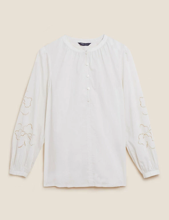 Outlet ๐ฅฐ M&S Collection ๐ Shirts & Blouses Pure Cotton Crew Neck Puff Sleeve Blouse ๐งจ 2 Outlet ๐ฅฐ M&S Collection ๐ Shirts & Blouses Pure Cotton Crew Neck Puff Sleeve Blouse ๐งจ - Image 2