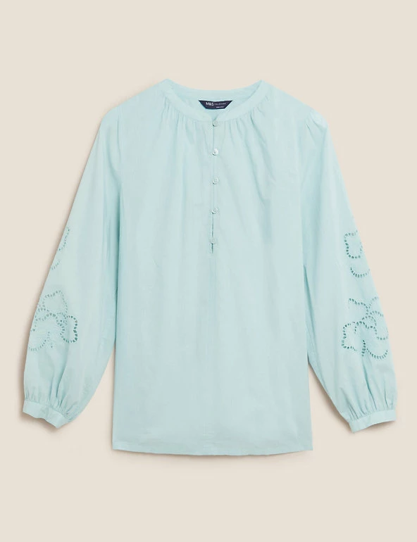 Outlet ๐ฅฐ M&S Collection ๐ Shirts & Blouses Pure Cotton Crew Neck Puff Sleeve Blouse ๐งจ 7 Outlet ๐ฅฐ M&S Collection ๐ Shirts & Blouses Pure Cotton Crew Neck Puff Sleeve Blouse ๐งจ - Image 7