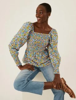 Brand new 😍 M&S Collection Tops Pure Cotton Printed 3/4 Sleeve Top 💯