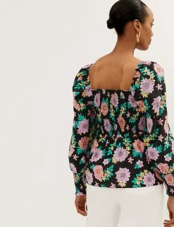 Brand new 😍 M&S Collection Tops Pure Cotton Printed 3/4 Sleeve Top 💯 -New In Womens Sales 2022 SD 01 T41 1341W Y4 X EC 2