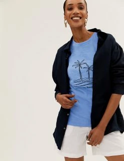 Best reviews of ⌛ M&S Collection Tops Pure Cotton Embroidered Short Sleeve Top ✨ -New In Womens Sales 2022 SD 01 T41 1562C E4 X EC 0