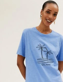 Best reviews of ⌛ M&S Collection Tops Pure Cotton Embroidered Short Sleeve Top ✨ -New In Womens Sales 2022 SD 01 T41 1562C E4 X EC 1