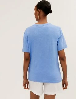 Best reviews of ⌛ M&S Collection Tops Pure Cotton Embroidered Short Sleeve Top ✨ -New In Womens Sales 2022 SD 01 T41 1562C E4 X EC 2