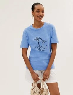 Best reviews of ⌛ M&S Collection Tops Pure Cotton Embroidered Short Sleeve Top ✨ -New In Womens Sales 2022 SD 01 T41 1562C E4 X EC 3
