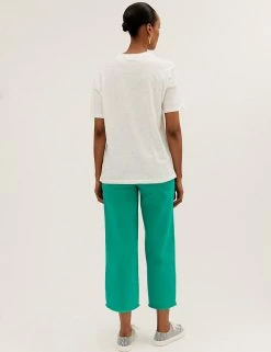 Best reviews of ⌛ M&S Collection Tops Pure Cotton Embroidered Short Sleeve Top ✨ -New In Womens Sales 2022 SD 01 T41 1562C Z4 X EC 3