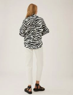 Coupon 🧨 M&S Collection 👕 Shirts & Blouses Pure Cotton Printed Long Sleeve 👕 Shirt 💯 -New In Womens Sales 2022 SD 01 T41 1689W Y4 X EC 3