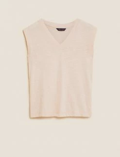 Cheap 🎁 M&S Collection Women Pure Cotton V-Neck Short Sleeve Top 🥰