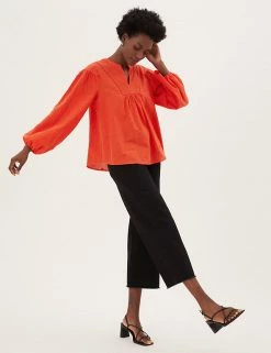 Best Pirce ๐งจ M&S Collection ๐ Shirts & Blouses Pure Cotton V-Neck Blouson Sleeve Blouse ๐ 18 Best Pirce ๐งจ M&S Collection ๐ Shirts & Blouses Pure Cotton V-Neck Blouson Sleeve Blouse ๐ -New In Womens Sales 2022 SD 01 T41 3446W P0 X EC 1