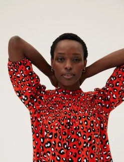 Best deal 🔥 M&S Collection 👚 Shirts & Blouses Printed Regular Fit 3/4 Sleeve Blouse 🤩 -New In Womens Sales 2022 SD 01 T41 5167W P4 X EC 1