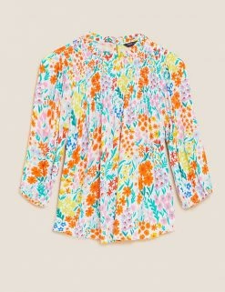 Best deal 🔥 M&S Collection 👚 Shirts & Blouses Printed Regular Fit 3/4 Sleeve Blouse 🤩 -New In Womens Sales 2022 SD 01 T41 5167W ZZ X EC 90