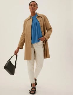 Top 10 ⭐ M&S Collection 👕 Shirts & Blouses Smocked Neck 3/4 Sleeve Blouse ✔️ -New In Womens Sales 2022 SD 01 T41 5168W E0 X EC 4