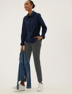 Discount ❤️ M&S Collection 👕 Shirts & Blouses Pure Cotton Regular Fit Frill Detail 👕 Shirt 💯 -New In Womens Sales 2022 SD 01 T41 5169W F0 X EC 2