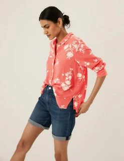 Deals 👏 M&S Collection 👚 Shirts & Blouses Floral Regular Fit Longline 👚 Shirt 🧨 -New In Womens Sales 2022 SD 01 T41 5171W P4 X EC 0