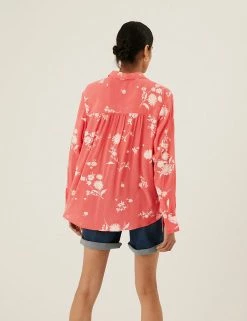 Deals 👏 M&S Collection 👚 Shirts & Blouses Floral Regular Fit Longline 👚 Shirt 🧨 -New In Womens Sales 2022 SD 01 T41 5171W P4 X EC 3