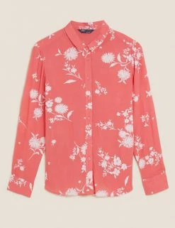 Deals 👏 M&S Collection 👚 Shirts & Blouses Floral Regular Fit Longline 👚 Shirt 🧨 -New In Womens Sales 2022 SD 01 T41 5171W P4 X EC 90