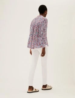 Deals 👏 M&S Collection 👚 Shirts & Blouses Floral Regular Fit Longline 👚 Shirt 🧨 -New In Womens Sales 2022 SD 01 T41 5171W ZZ X EC 3