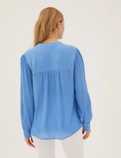 Flash Sale 😀 M&S Collection 👚 Shirts & Blouses Lace Insert Regular Fit Long Sleeve Blouse ⭐ -New In Womens Sales 2022 SD 01 T41 5172W E0 X EC 3