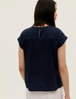 Hot Sale ⭐ M&S Collection Vests Pure Cotton Embroidered Regular Fit Vest Top 🎉 -New In Womens Sales 2022 SD 01 T41 5173W F0 X EC 2