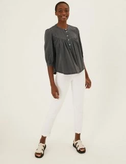 Cheapest ❤️ M&S Collection 👚 Shirts & Blouses Denim Regular Fit 3/4 Sleeve Blouse 💯 -New In Womens Sales 2022 SD 01 T41 5175W Y0 X EC 1