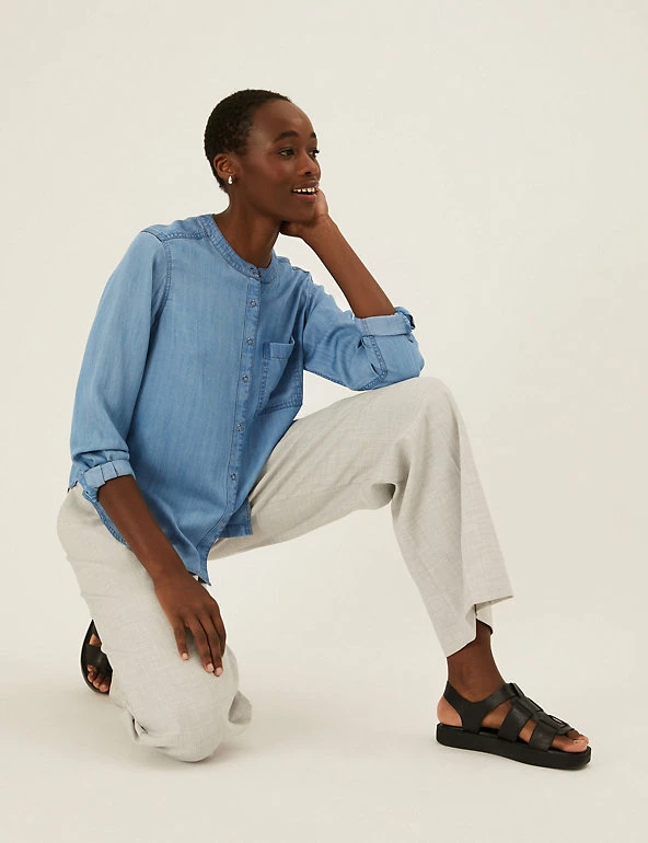 Best Sale 𧨠M&S Collection π Shirts & Blouses Pure Tencelβ’ Regular Fit Long Sleeve π Shirt π 4 Best Sale 𧨠M&S Collection π Shirts & Blouses Pure Tencelβ’ Regular Fit Long Sleeve π Shirt π - Image 4