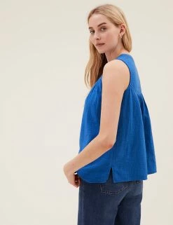 Coupon 😀 M&S Collection Women Pure Cotton Textured Regular Fit Vest Top 😍
