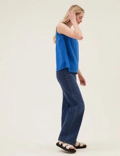 Coupon 😀 M&S Collection Women Pure Cotton Textured Regular Fit Vest Top 😍 -New In Womens Sales 2022 SD 01 T41 5178W E0 X EC 2