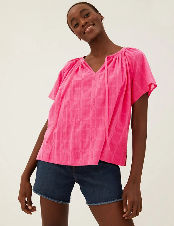 Best deal 🎉 M&S Collection 👕 Shirts & Blouses Pure Cotton Tie Neck Regular Fit Blouse 😉 12 Best deal 🎉 M&S Collection 👕 Shirts & Blouses Pure Cotton Tie Neck Regular Fit Blouse 😉 - Image 12