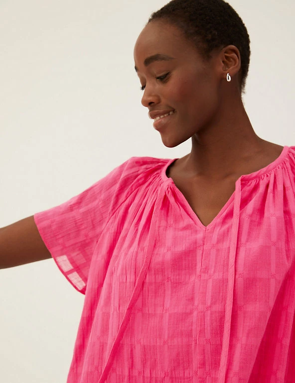 Best deal 🎉 M&S Collection 👕 Shirts & Blouses Pure Cotton Tie Neck Regular Fit Blouse 😉 15 Best deal 🎉 M&S Collection 👕 Shirts & Blouses Pure Cotton Tie Neck Regular Fit Blouse 😉 - Image 15