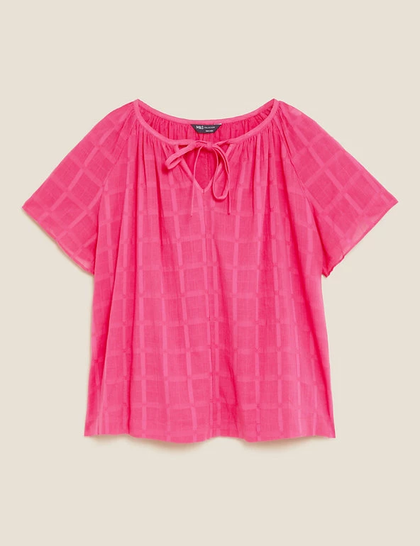 Best deal 🎉 M&S Collection 👕 Shirts & Blouses Pure Cotton Tie Neck Regular Fit Blouse 😉 13 Best deal 🎉 M&S Collection 👕 Shirts & Blouses Pure Cotton Tie Neck Regular Fit Blouse 😉 - Image 13