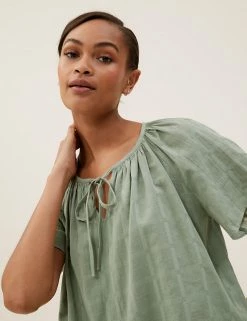 Best deal 🎉 M&S Collection 👕 Shirts & Blouses Pure Cotton Tie Neck Regular Fit Blouse 😉 43 Best deal 🎉 M&S Collection 👕 Shirts & Blouses Pure Cotton Tie Neck Regular Fit Blouse 😉 -New In Womens Sales 2022 SD 01 T41 5180W KH X EC 3