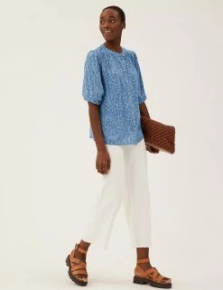 Wholesale ✔️ M&S Collection 👕 Shirts & Blouses Floral Button Detail 3/4 Sleeve Blouse 🔔 -New In Womens Sales 2022 SD 01 T41 5187W E4 X EC 1