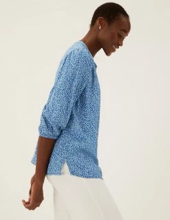 Wholesale ✔️ M&S Collection 👕 Shirts & Blouses Floral Button Detail 3/4 Sleeve Blouse 🔔 -New In Womens Sales 2022 SD 01 T41 5187W E4 X EC 2