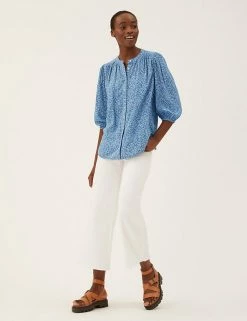 Wholesale ✔️ M&S Collection 👕 Shirts & Blouses Floral Button Detail 3/4 Sleeve Blouse 🔔 -New In Womens Sales 2022 SD 01 T41 5187W E4 X EC 4