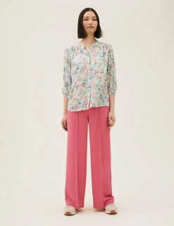 Wholesale ✔️ M&S Collection 👕 Shirts & Blouses Floral Button Detail 3/4 Sleeve Blouse 🔔 -New In Womens Sales 2022 SD 01 T41 5187W ZZ X EC 1
