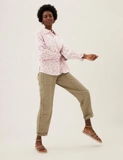 Deals 🌟 M&S Collection 👕 Shirts & Blouses Pure Cotton Floral Regular Fit 👕 Shirt 🥰